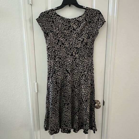 Nomadic Traders Womens Black & Beige Floral Cap Sleeve Dress XL Rayon - Picture 2 of 6